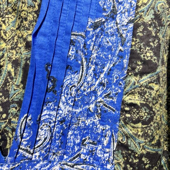 Free People Anthropology Blue Blooming Fields Jumpsuit Romper V-Neck Large Boho‎ - Picture 5 of 8